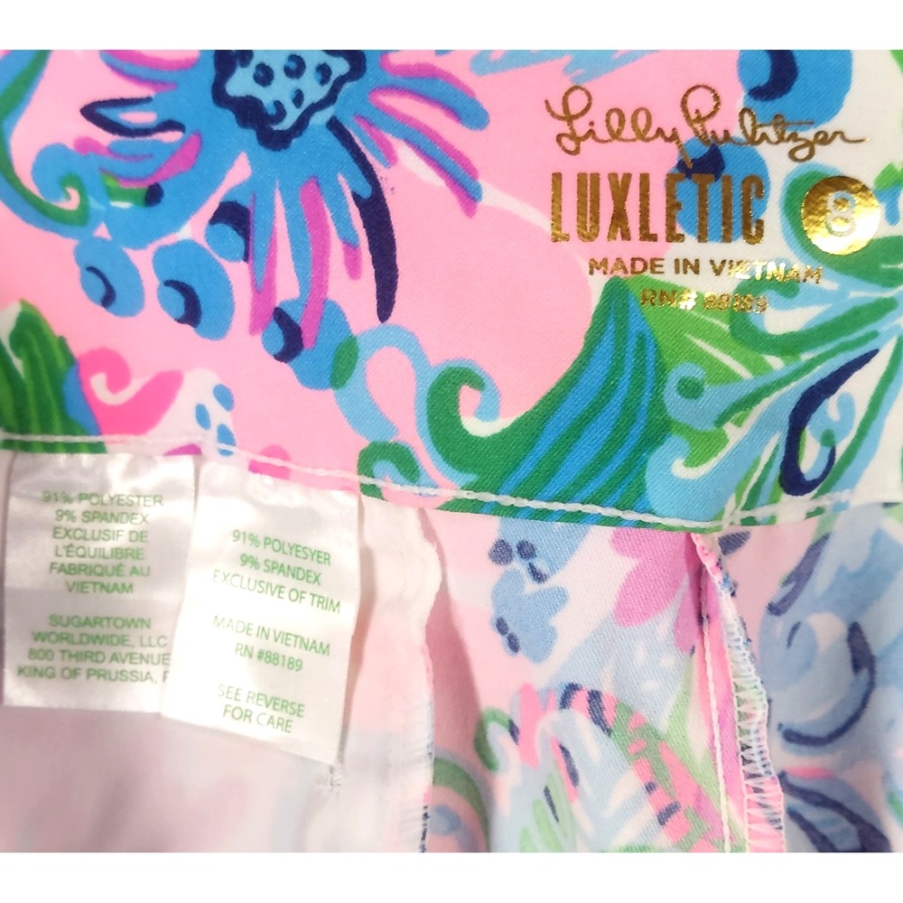 Lilly Pulitzer Luxletic Pull On Bermuda Golf Shorts Womens 8 Tropical Resort - Picture 7 of 12